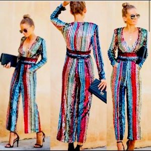 Vici “Pop the Cork” Sequin Jumpsuit - Large NWT